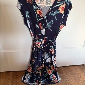 Floral Navy Midi Dress
